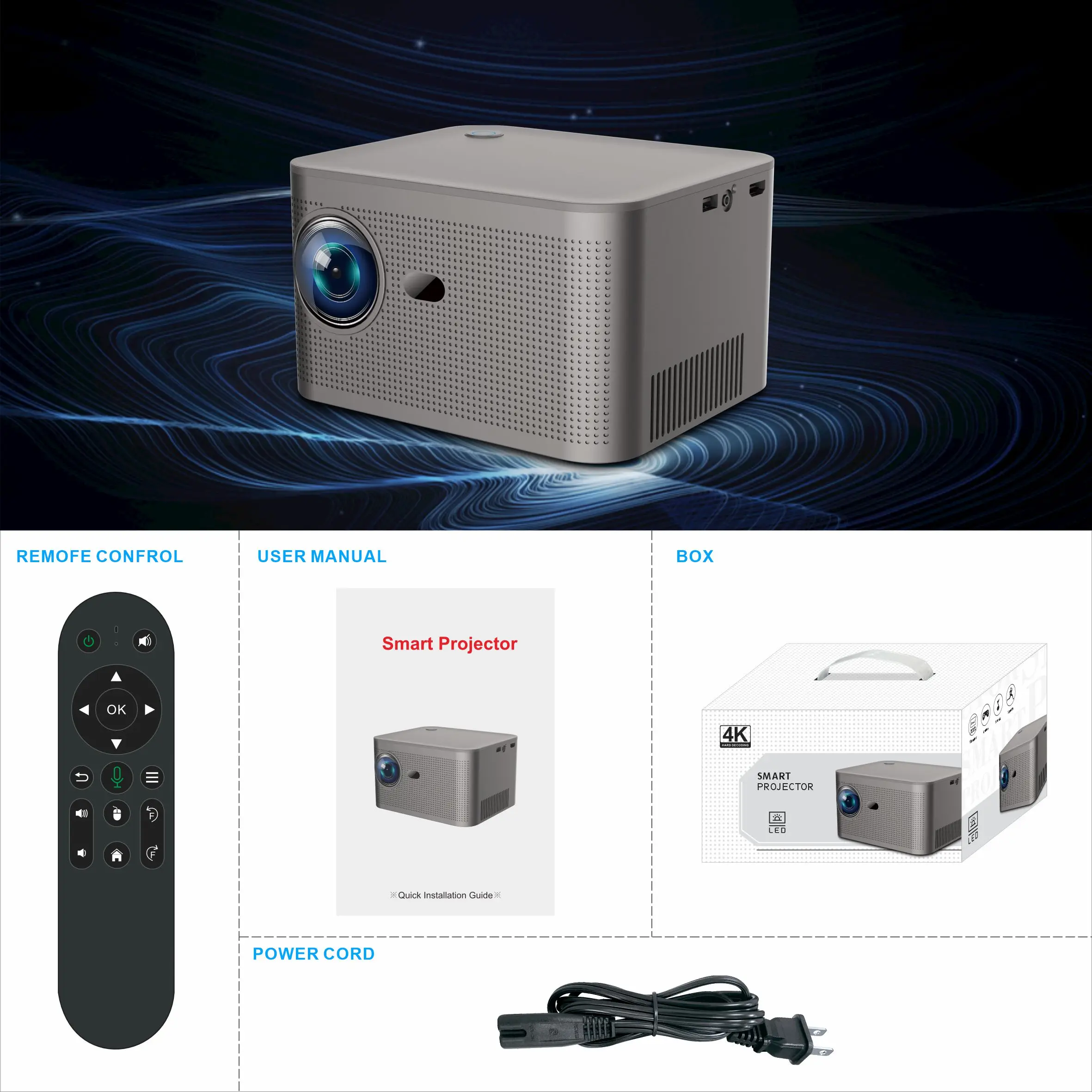 NOVO 4K Mini Projetor Inteligente HY350 Android 11 Home Theater Portátil Auto Keystone LCD Projetor