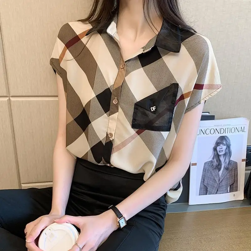 Sommer Ärmel Gedruckt Chiffon Bluse Frauen Korean Fashion Casual Vintage Chic Shirts Weibliche Kleidung Einfach Alle-spiel Tops