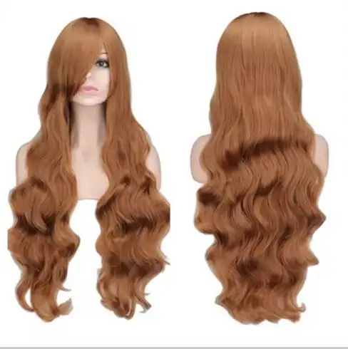 Synthetische lange lockige Cosplay Perücke Kostüm Party rot rosa silbergrau blond schwarz 70 cm Hoch temperatur Haar Perücken