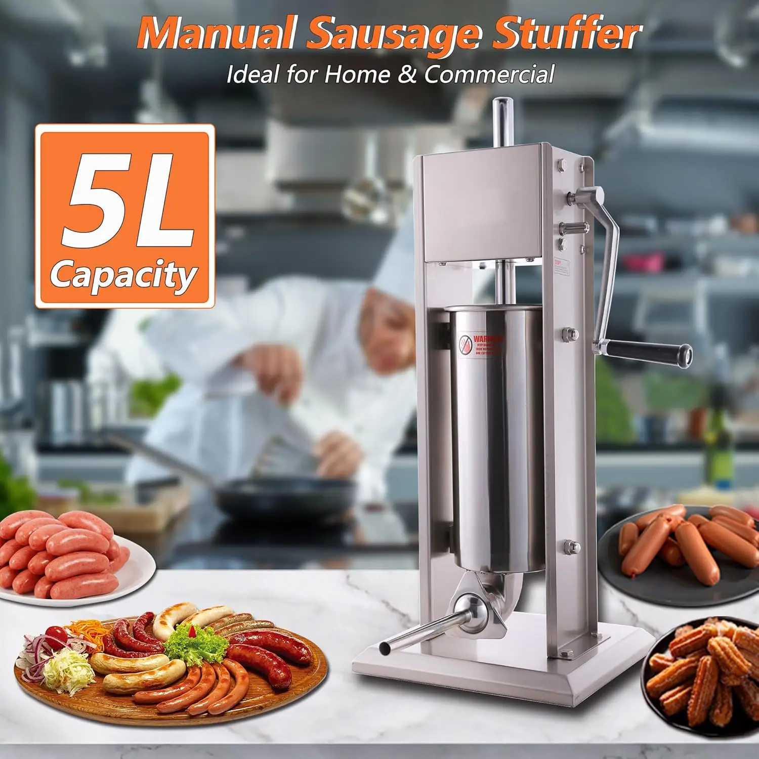 Hakka 2 in 1 Sausage Stuffer and Spanish Churro Maker Machines (11LB/5L)