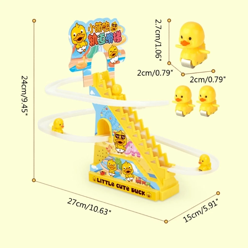 DIY Track Elétrico Pequeno Pato Subindo Escadas Brinquedo Figuras Ação Porco