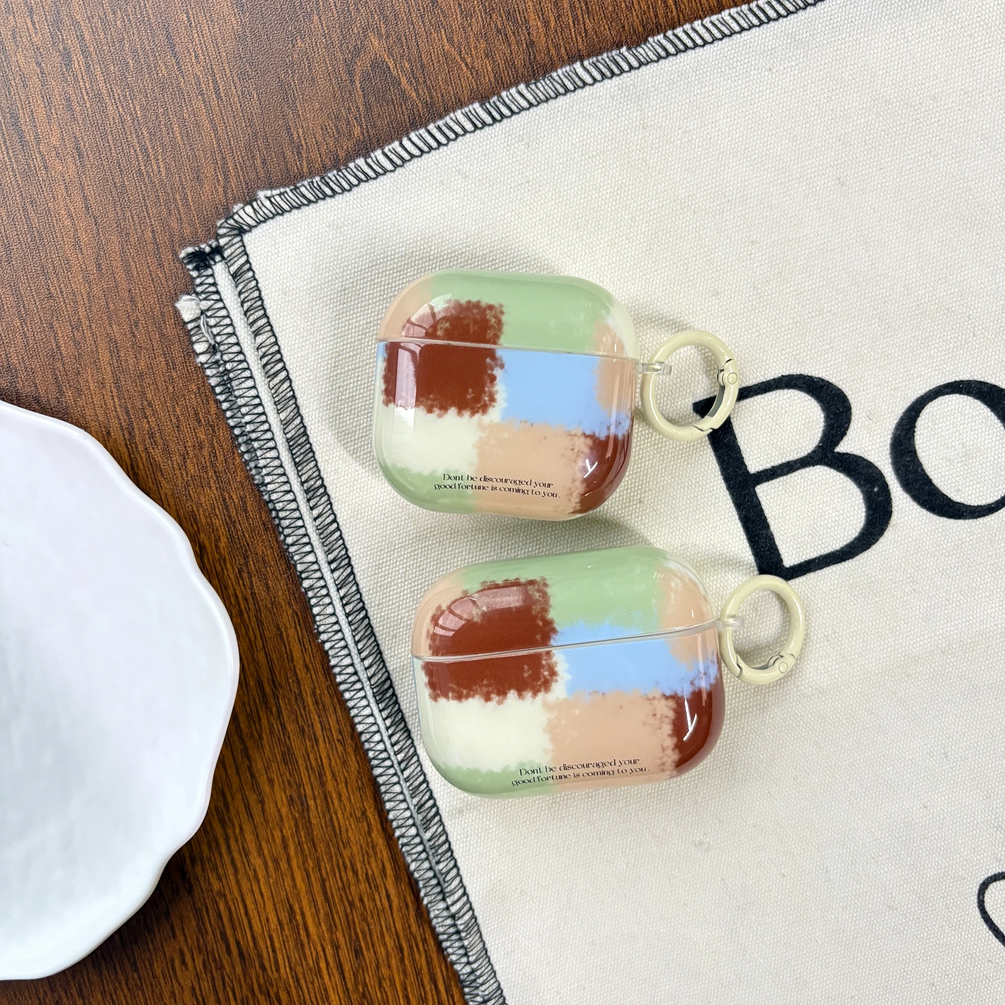 الخريف الشتاء الرجعية البني الأخضر تحقق منقوشة نمط واقية حقيبة سماعة الاذن مناسبة ل AirPods Pro3 Pro2 1 2 3 4 Pro