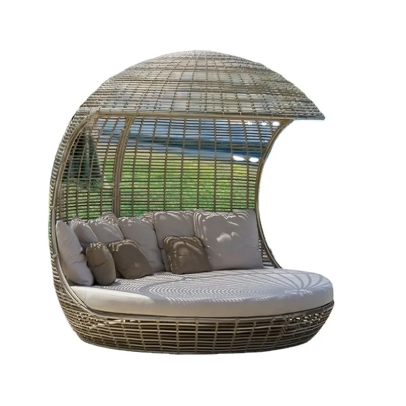 

modern outdoor garden pool rattan chaise sun lounger daybed furniture