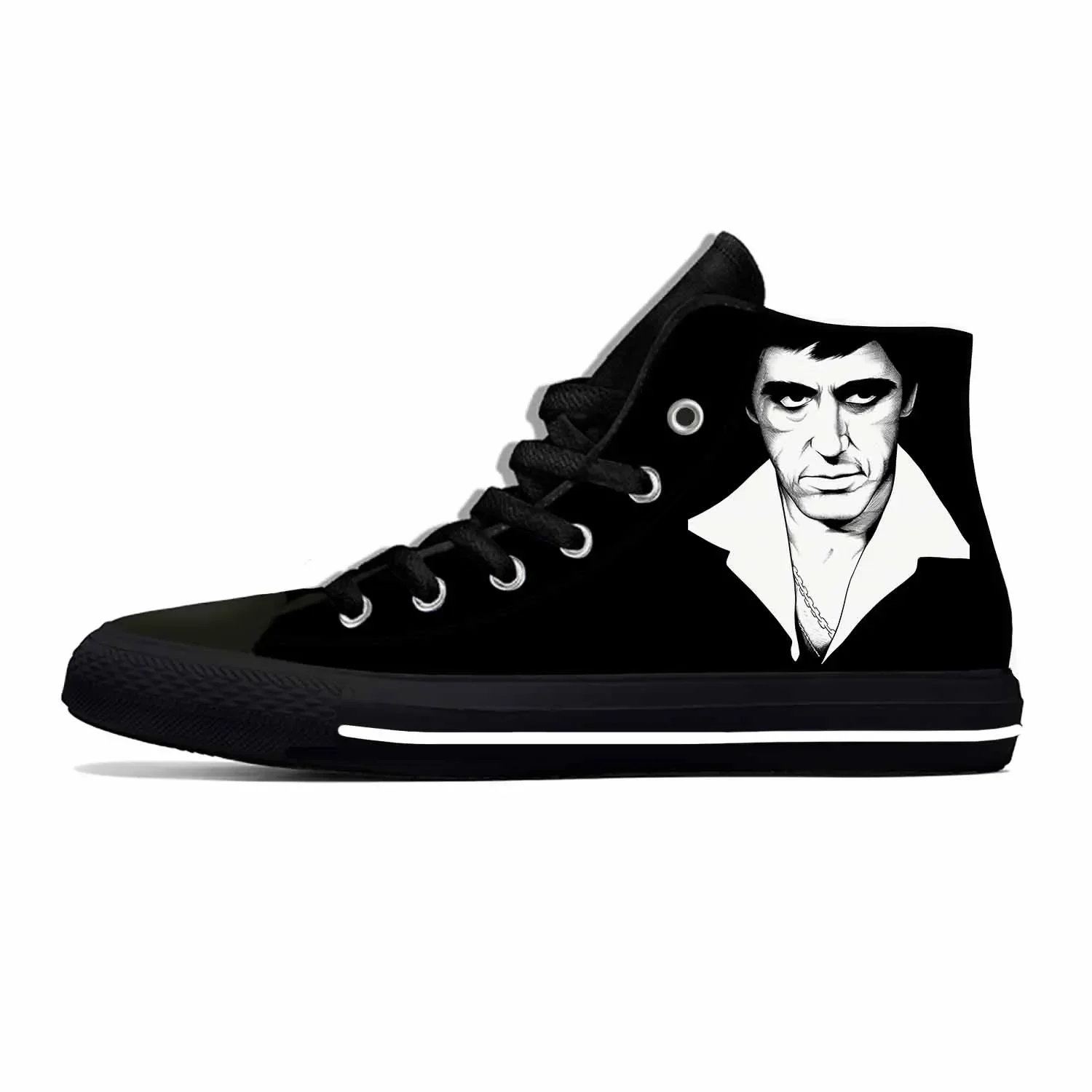 Scarface-Tony Montana filme anime dos desenhos animados sapatos casuais para homens e mulheres, sapatos leves de verão, respirável, top alto, quente