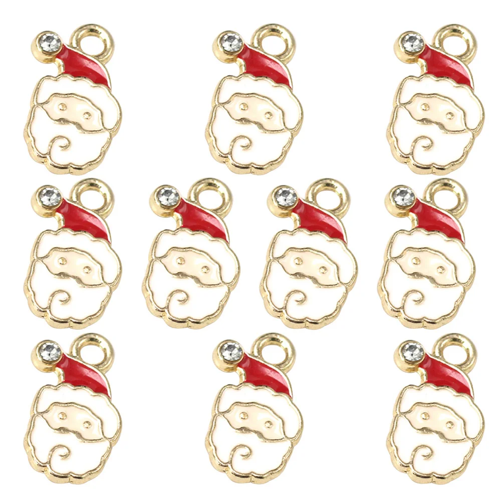 

10 Pcs Santa Claus Headdress Cartoon Charms Fashion Pendant Alloy Jewelry Making Pendants Colorful