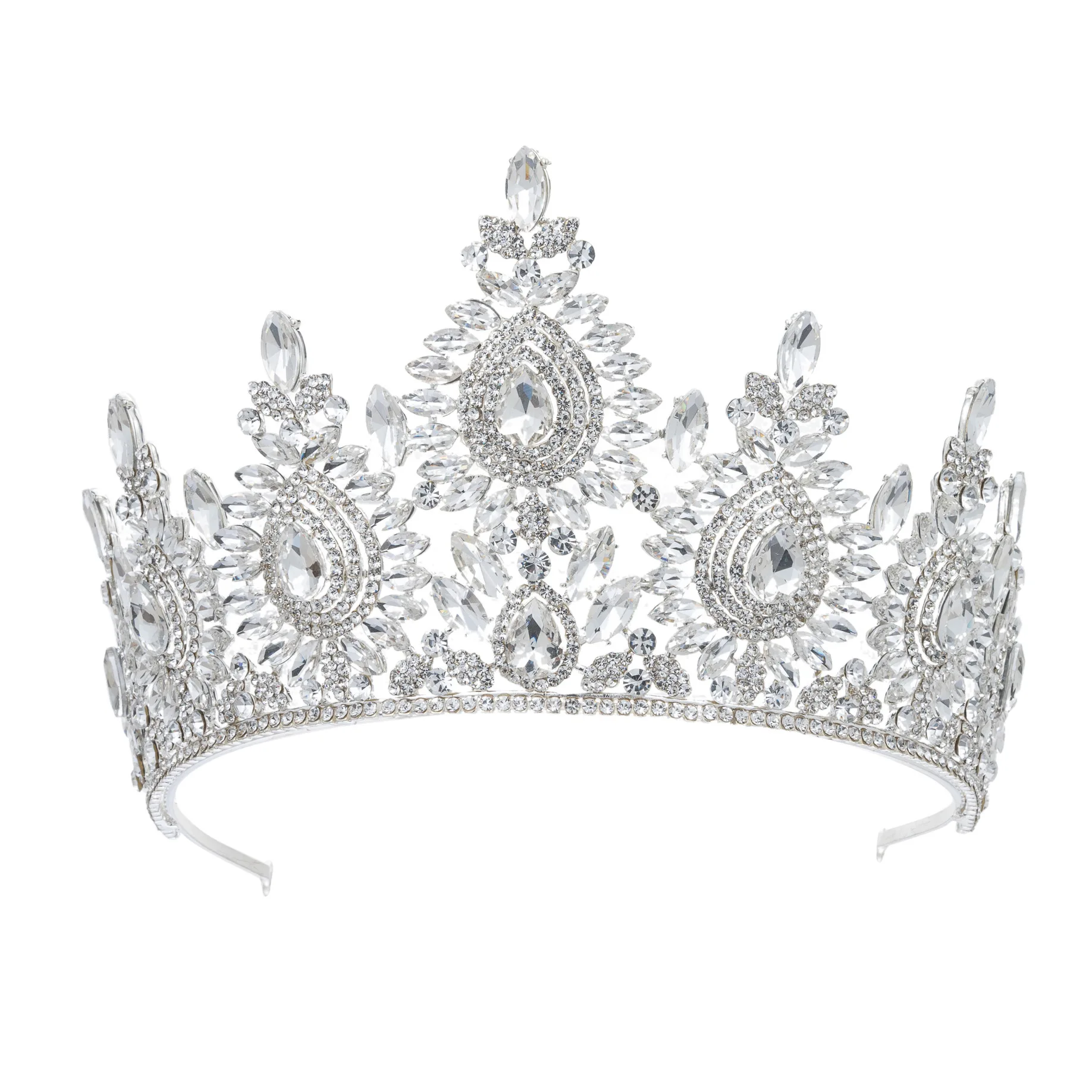 

Baroque European and American beauty pageant bridal crown tiara alloy crystal wedding headband hair accessories