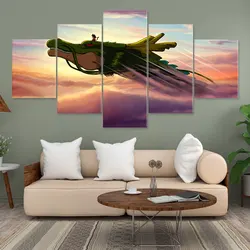 5 Panels Anime Dragon Ball Landscape Posters on Wall Peripherals Canvas Painting Kame House Picture for Kids Room Decor Cuadros