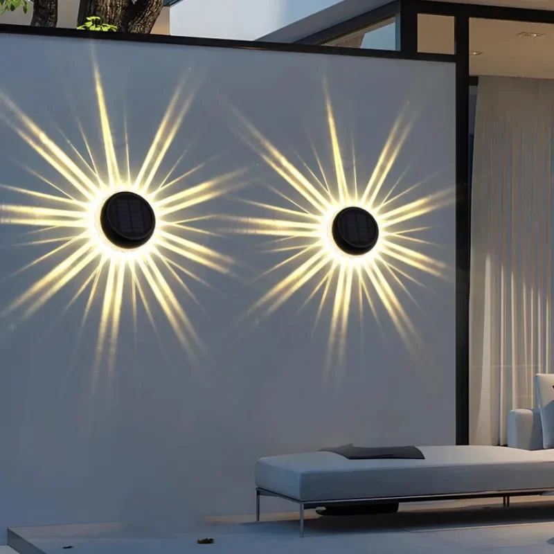 Popular Sunflower Pattern Outdoor Solar Wall Light, Wireless Waterproof Personalized Courtyard Small Wall Light