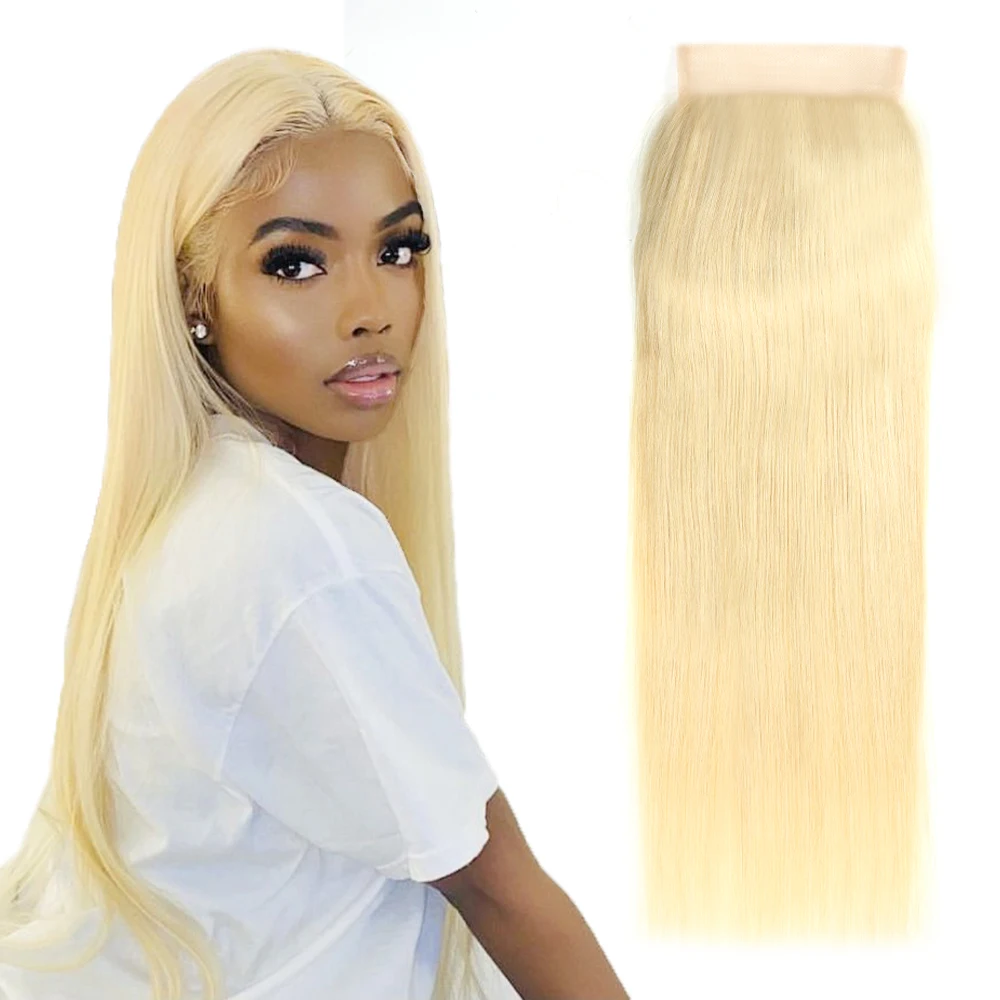 

Transparent 613 5x5 Straight Lace Closure Human Hair Lace Brazilian Hair Natural Hairline Blonde Lace Closures Small Knots