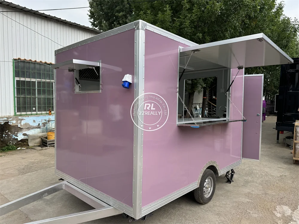 امتياز عربة الآيس كريم شاحنة طعام مطبخ متنقل مجهزة بالكامل مقهى كشك مقطورة طعام الشارع