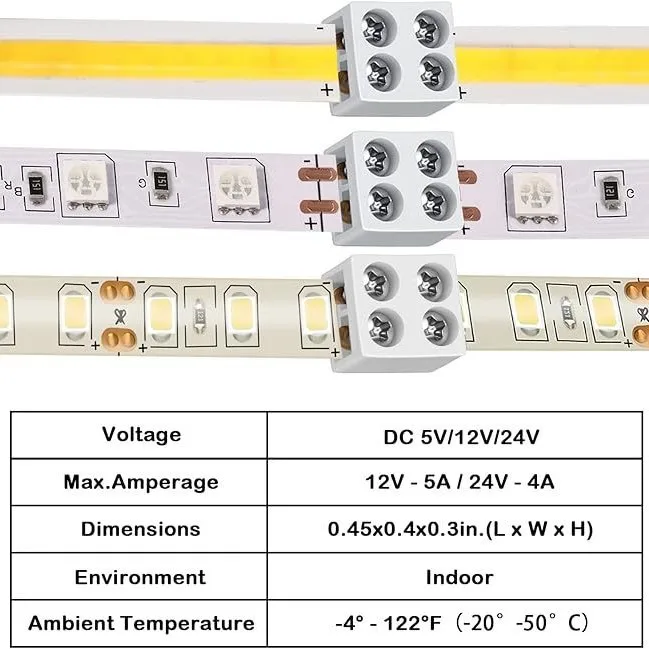 10 Pcs Light Strip Fixing Clip Free Welding 8mm Terminal LED Strip Universal Ribbon Connector String Lights Quick Splice Plug
