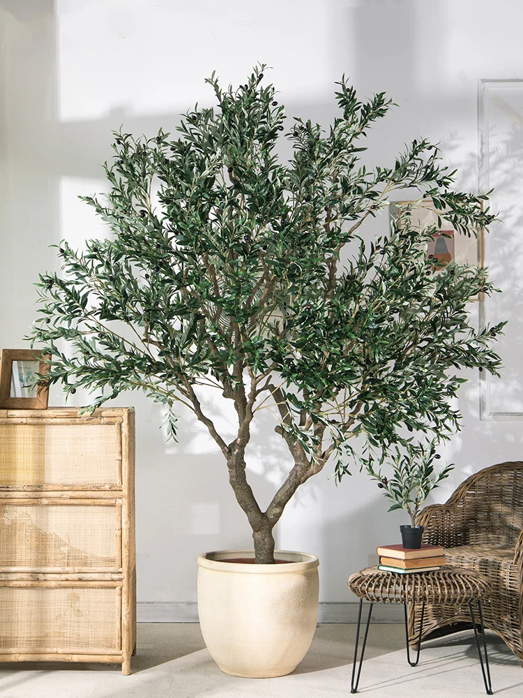 Nordic Style Large Simulation Plant Potted Olive Tree Bionic Green Plant Indoor Artificial Tree Window