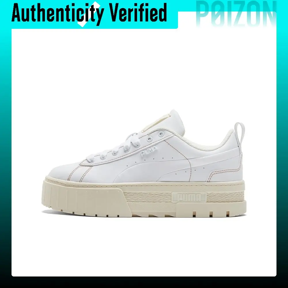 PUMA Mayze INFUSE Artificial Leather Abrasion Resistant Lightweight Low top Skateboard Shoes Women's White 384974-01