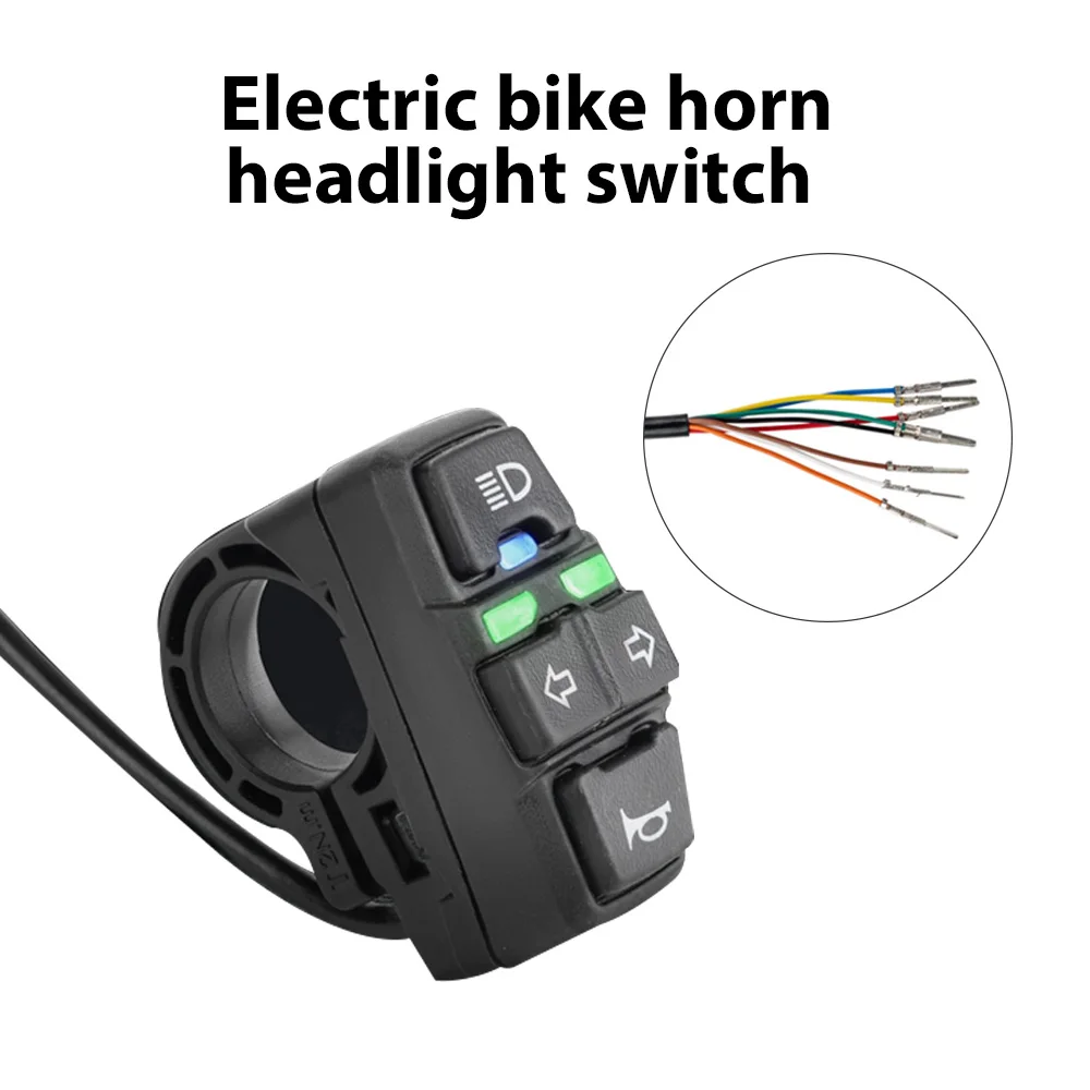 

Electric Bike Scooter Light Switch Ebike Lamp and Horn Switch for Motorcycle Button with Turn Signal Ebike Accessories 12V-84V