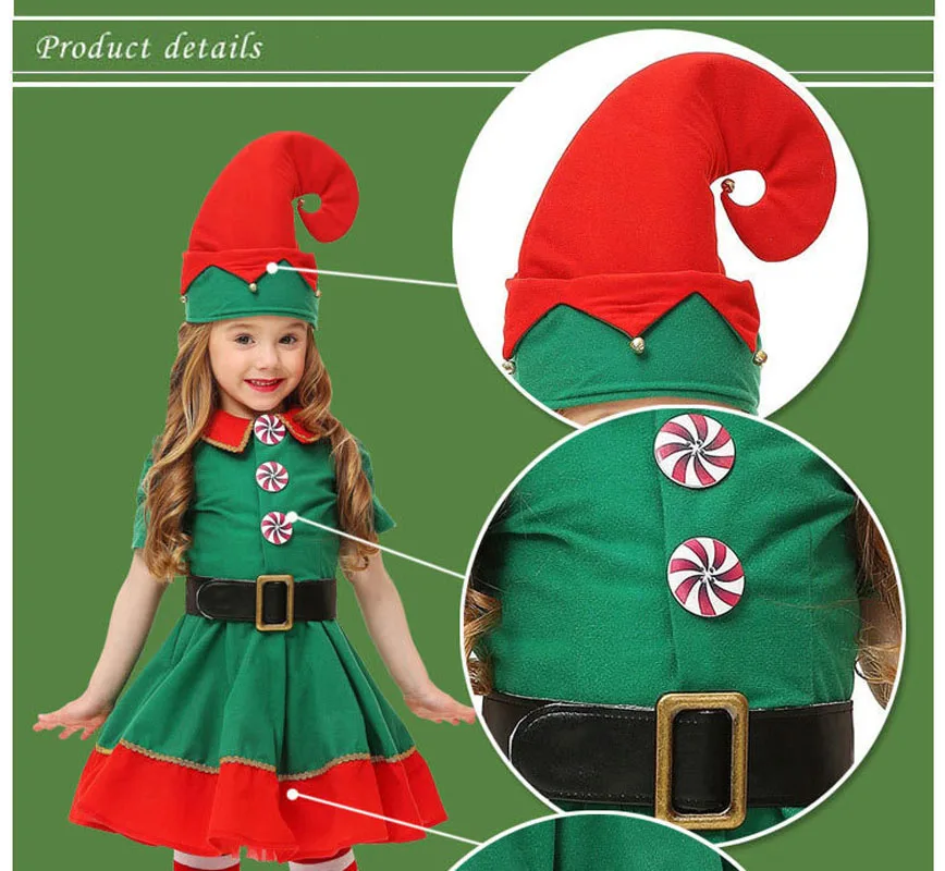 Costumes d'elfe de noël pour enfants, Costume de Festival, pour adultes, pour hommes et femmes, vert