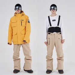 Terno de esqui ao ar livre para homens e mulheres, roupas respiráveis de esqui à prova de vento, algodão impermeável, traje snowboard feminino, 2024