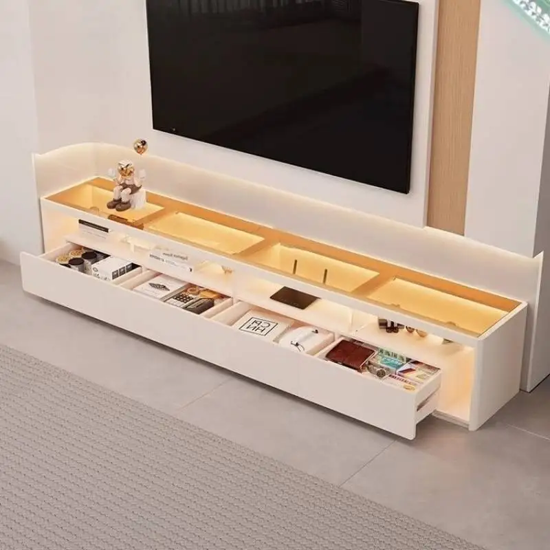 تخزين الضوء الأبيض خزانة التلفزيون أدراج تصميم شقق فاخرة خزانة التلفزيون الحديثة الشمال فريدة من نوعها Fernsehr Schrank أثاث المنزل