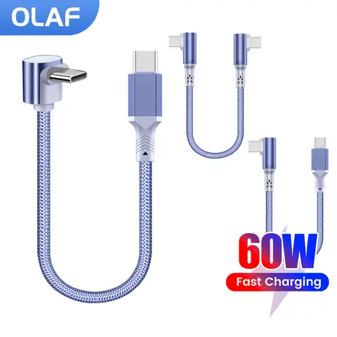 10CM 20CM 짧은 USB C 케이블 이중 엘보 60W 타입 C to 타입 C 고속 충전 케이블 (아이폰 15 16, 화웨이, 삼성, 샤오미용)