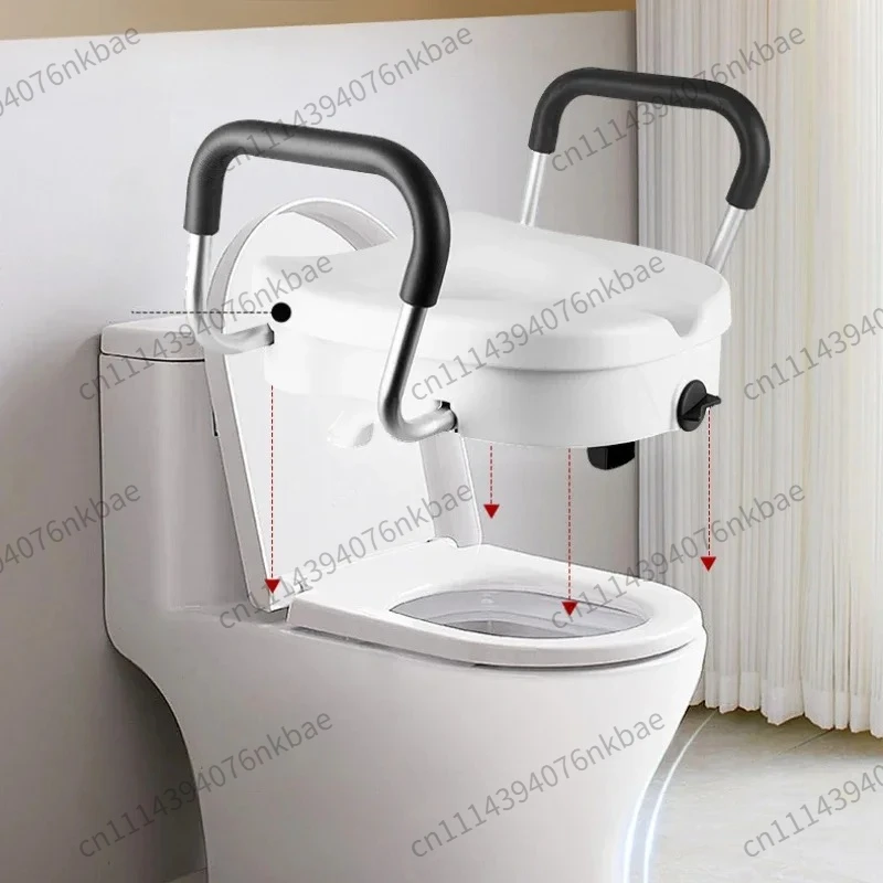 Elderly Toilet Height Enhancer Ergonomic Anti-Fall Bilateral Armrest Toilet Cushion Rehabilitation Assist Device