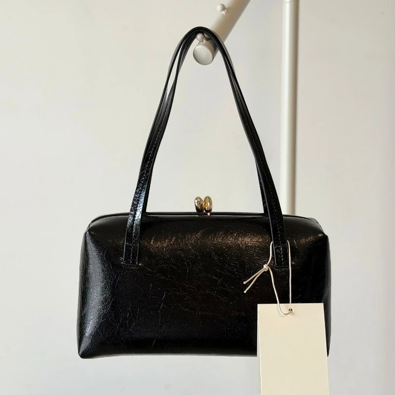 New Women's Pillow Bag Genuine Leather Commute Bag Versatile European American Style Handbag Underarm Shoulder Bag