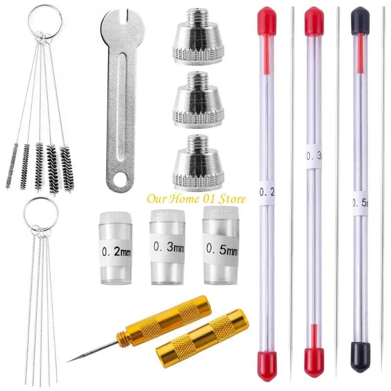 M4YC Professional Brass Nozzles Caps Cleaning Tool Brushes Needle Wrench Set For HD130 BD13Series Tool 21Pcs/set