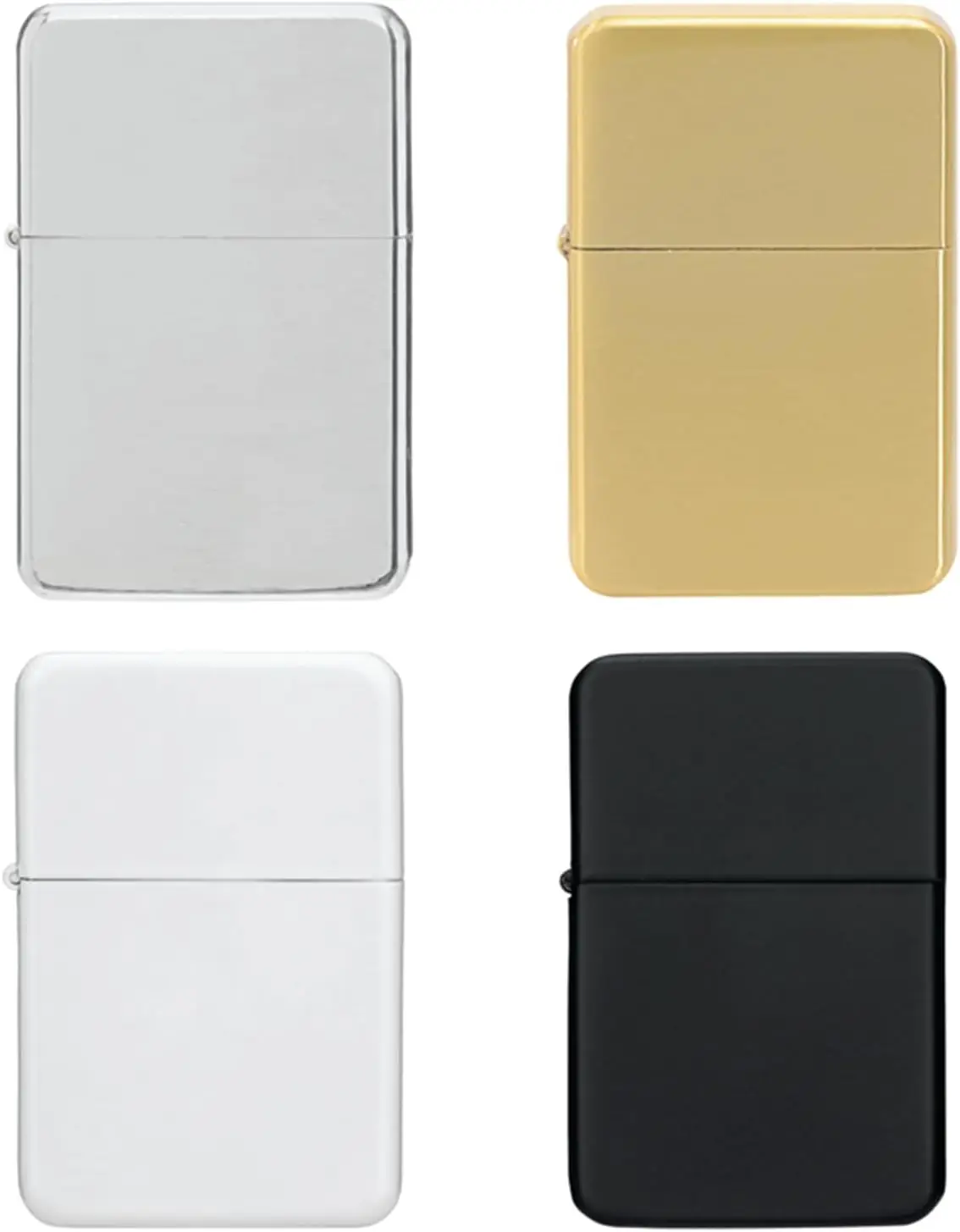 

Vintage Windproof Refillable Oil Lighter Set of 4 in Assorted Colors with Flip Top Case