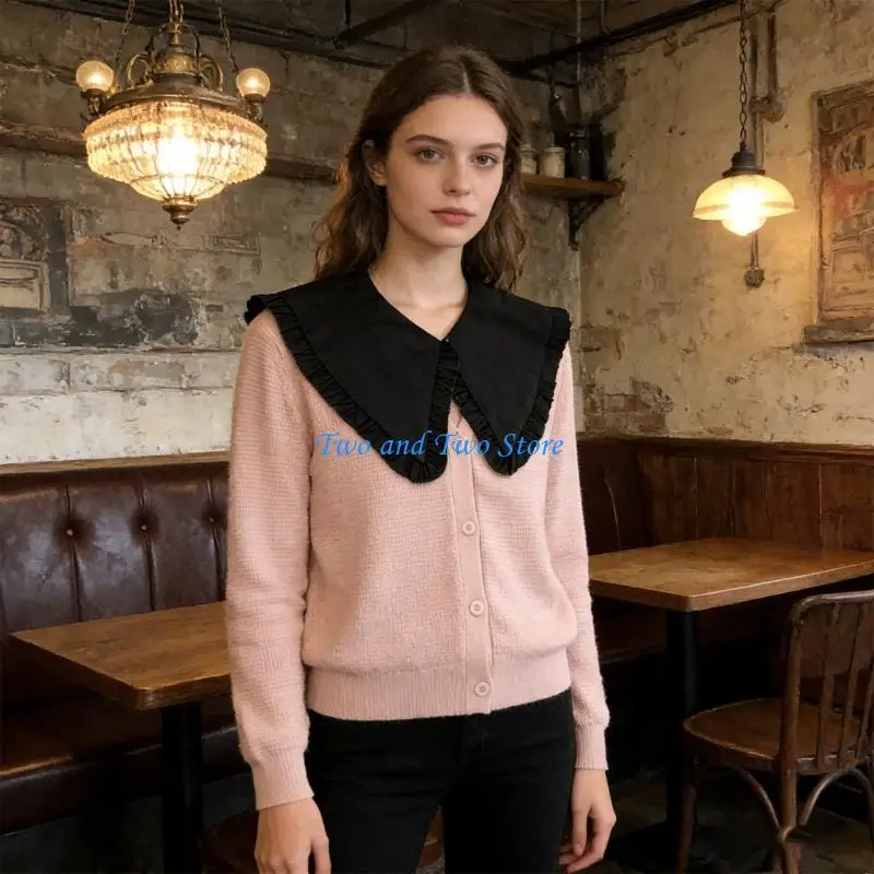 HX6F Detachable Collar Cotton Blouse Accessory Fashion Faux Collar For Women