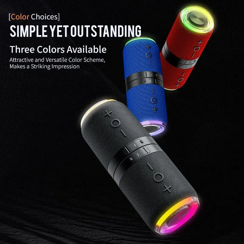2 in 1 BT369 Detachable Portable BlueTooth Speaker 3D Stereo Bass Wireless Speakers IPX6 Waterproof,TWS BoomBox Colorful Lights