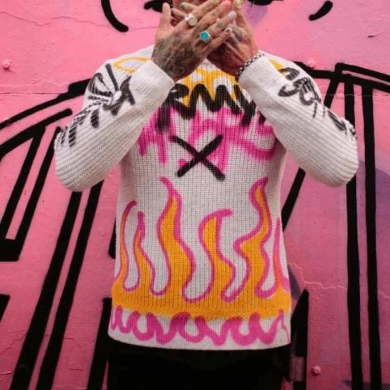 

Модная мода 2025 года! Толстовка-пуловер с буквенным принтом Y2k в стиле хип-хоп и характерным дизайном для удобного свитера без легких ﻿