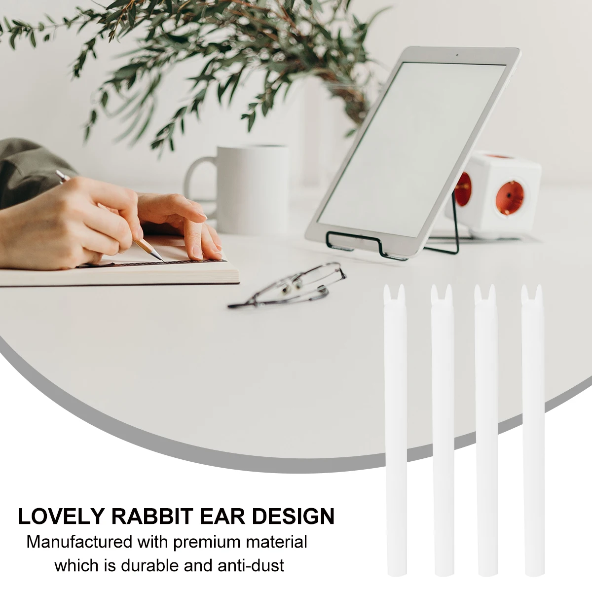 

1 pc Rabbit Ear Pen Cover Stylus Tip Protective Case Compatible With Apple Pencil Ii White Shockproof Anti-Dust Silicone