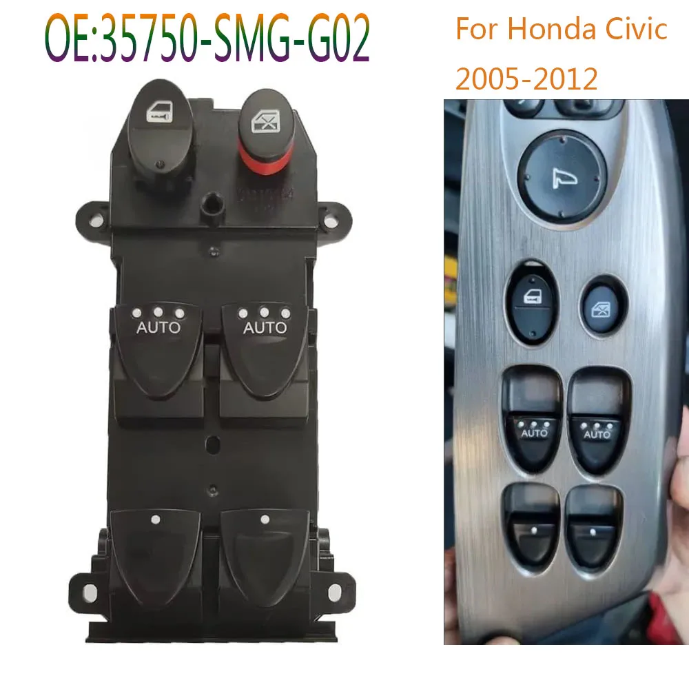Acessórios do carro interruptor da janela para honda civic 2005-2012 frente esquerda elétrica levantador de vidro botão de controle peças 35750-smg-g02