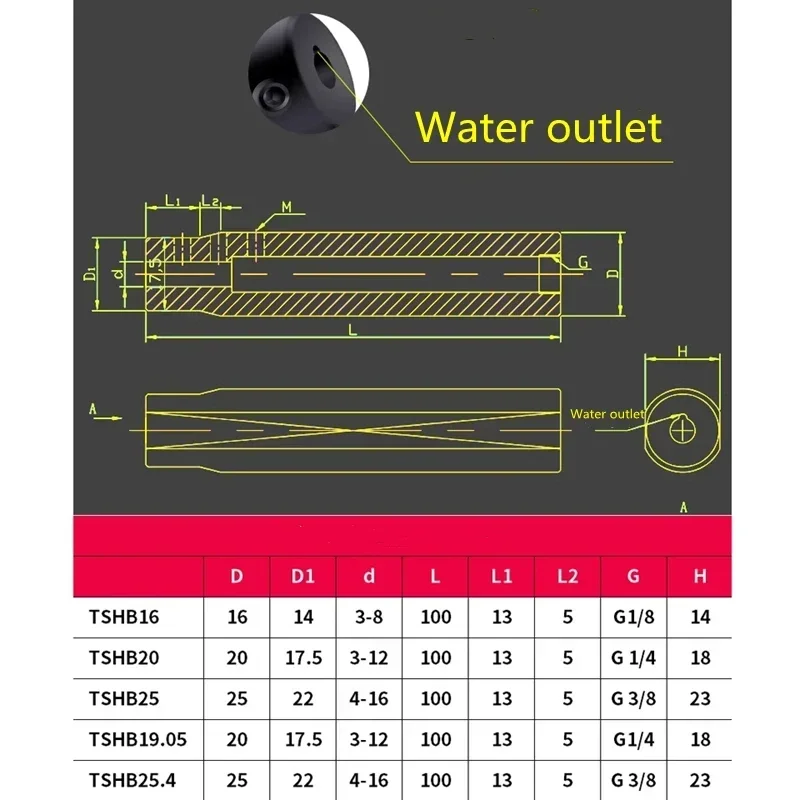 Imagem -06 - Pequeno Tungsten Aço Boring Tool Holder Saída de Água de Refrigeração Interna Shb12 Shb16 Shb20 Shb253 10 12 Atualização Tshb16 20