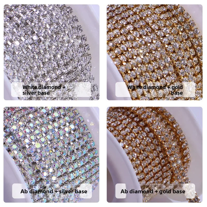 اللون اليدوية Diy مخلب سلسلة صف مزدوج الذهب والفضة أسفل مطلي معدن حجر الراين الملابس والاكسسوارات اللباس