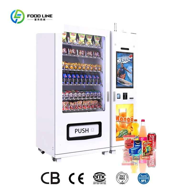 

Customized Self Selling Foods and Drinks Vending Machine With Credit Reader and Mobile QR Code Payment System