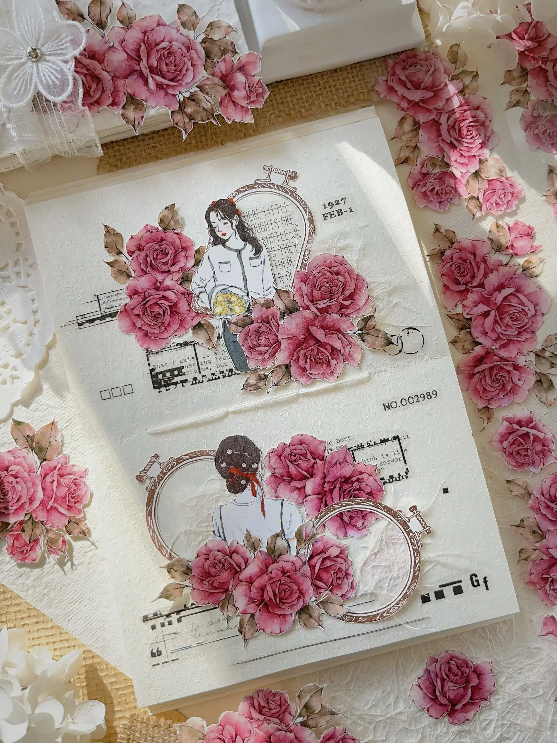 5m/Rolle neues rosa Rosen blume Haustier Washi Tape