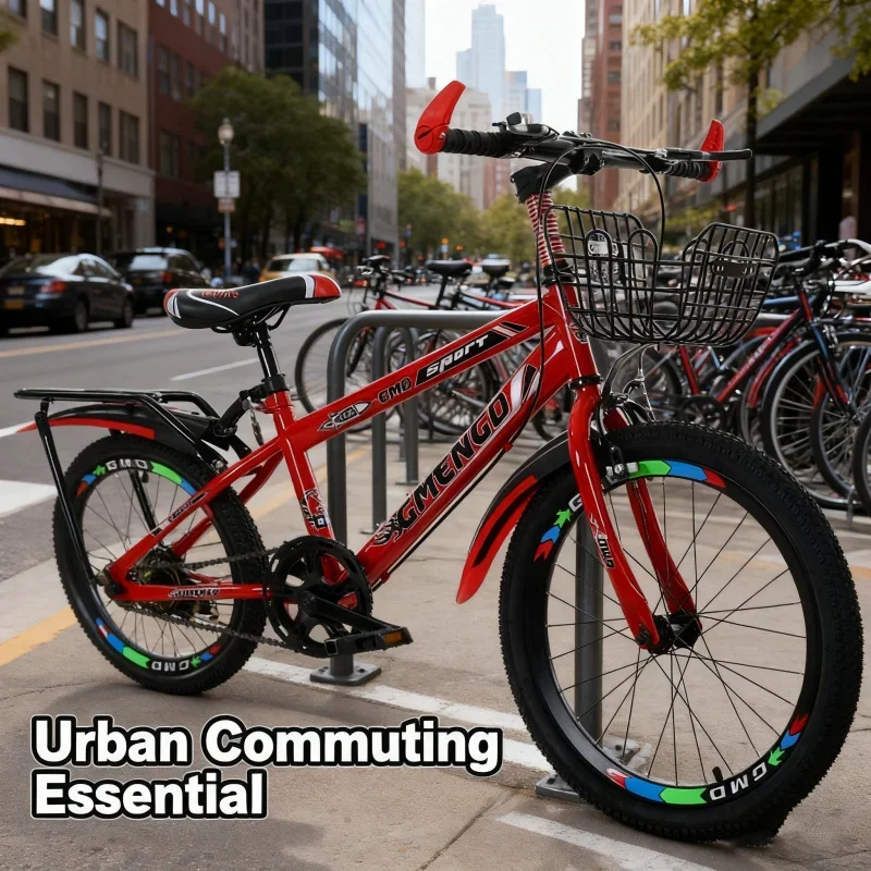 

Children's Single Speed Bike Rear Seat Rack Basket Red 20 Inch 22 Inch Mountain Bike Storage for 6-10 Years Old Boys