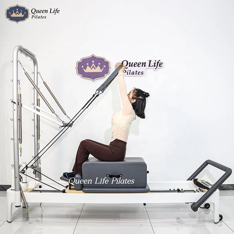 Yoga Studio Springs Body Reform White Aluminium Reformer Pilates Machine with Half Tower