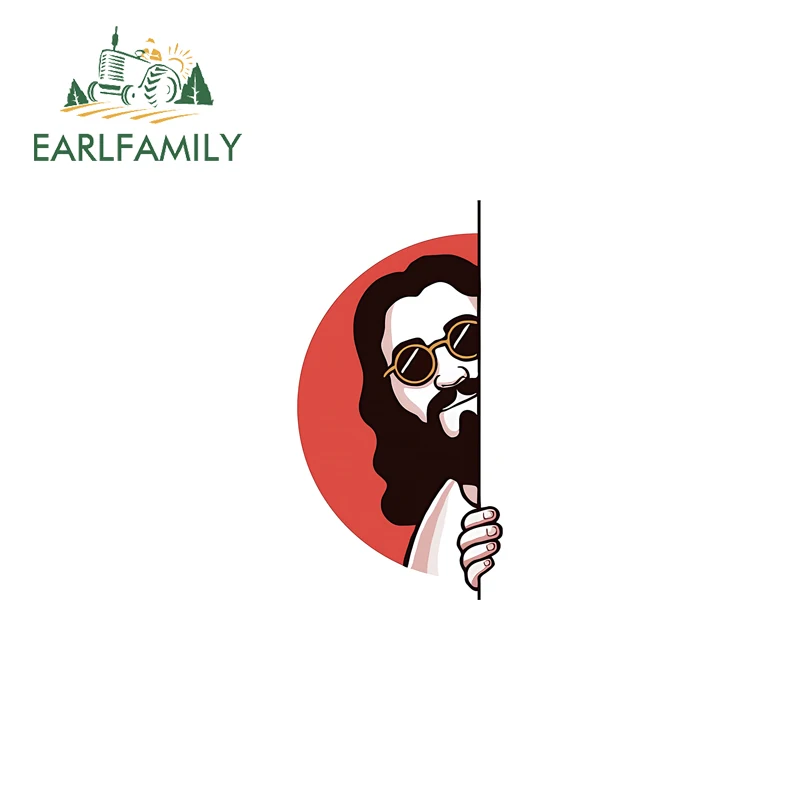 

EARLFAMILY Наклейка «Крутой Иисус, выглядывающий из-за уголка» для автомобиля, ветрового стекла, бампера, шлема, устойчивая к царапинам, из ПВХ, для гитары, чемодана, багажа