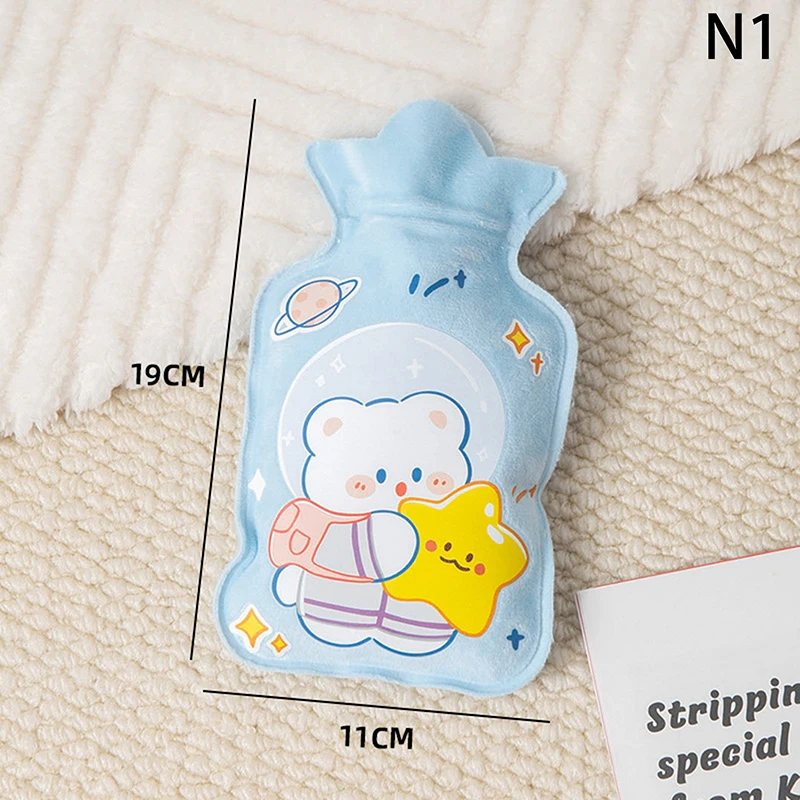 Cartoon Plush Hot Water Bottle Portable Cute Winter Warm Belly Mini Warm Water Bottle Cartoon Flannel Cover