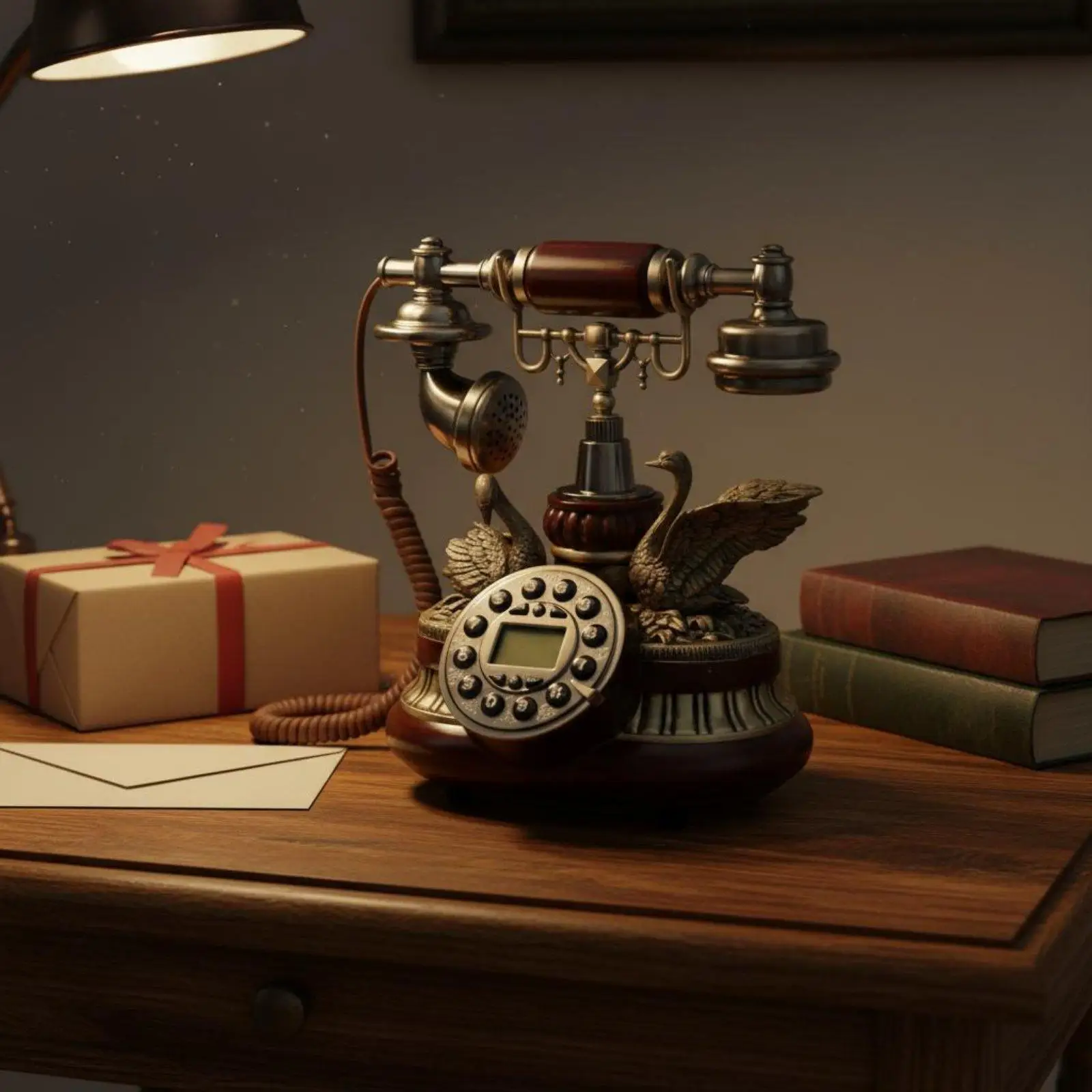 Retro Corded Telephone with Adjustable Ringtone Classic Rotary Dial Phone for Home Office Vintage Decor