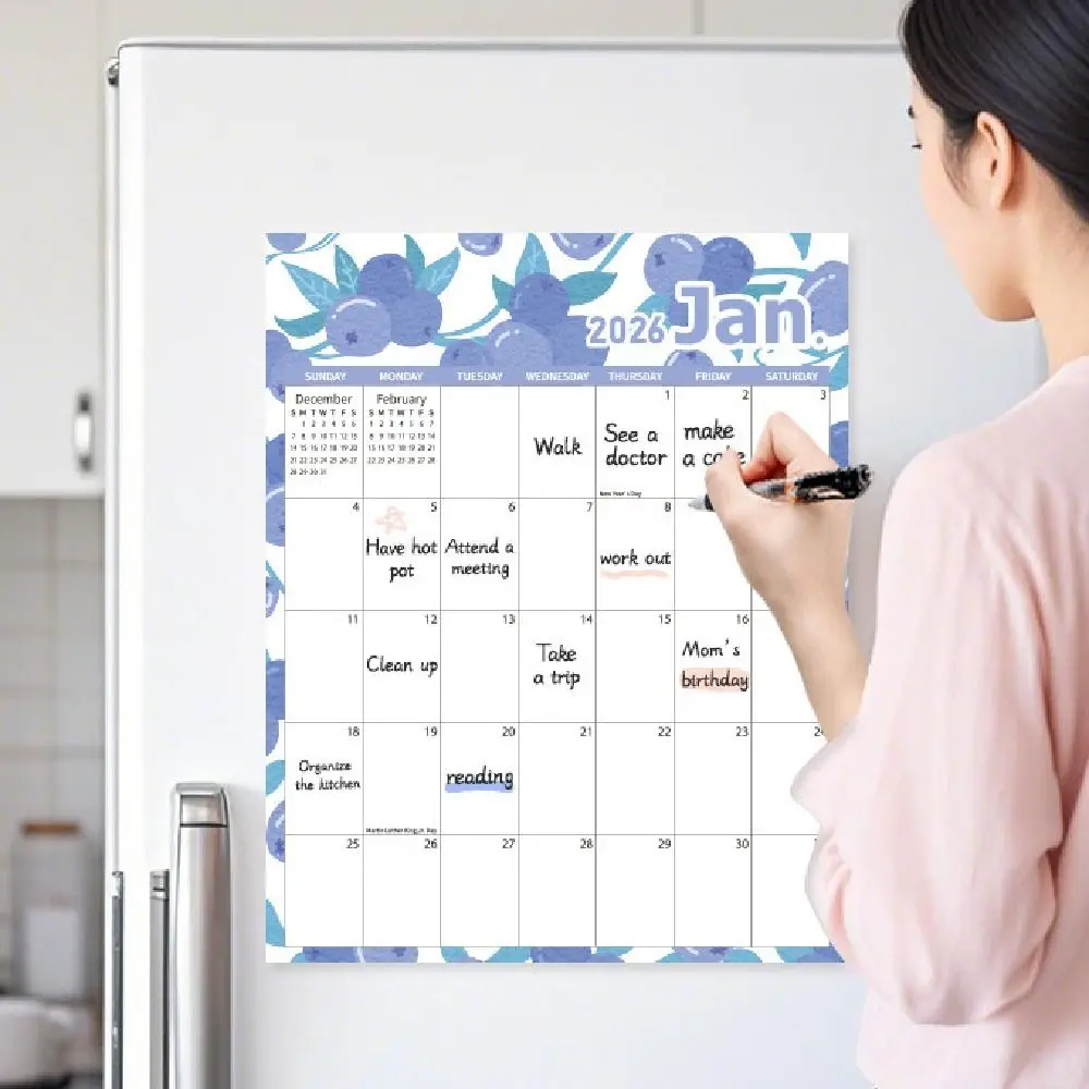 Home Planner Organizer Kreativer englischer magnetischer Kalender Bunte Notizen 2026 Kalender INS Dickes Papier 12-Monats-Kalender Schule