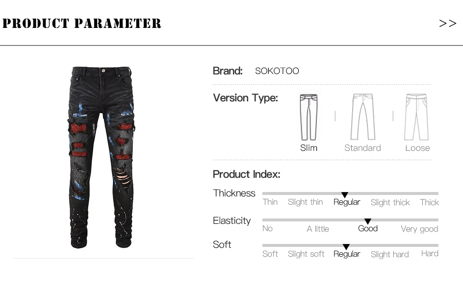 Herren-Jeans aus Stretch-Denim mit Kristallverzierung, Skinny-Schnitt, mit aufgemalten Löchern, zerrissene, schmal zulaufende Hose, Streetwear, Patchwork-Design, schwarze Hose. – Detail 1