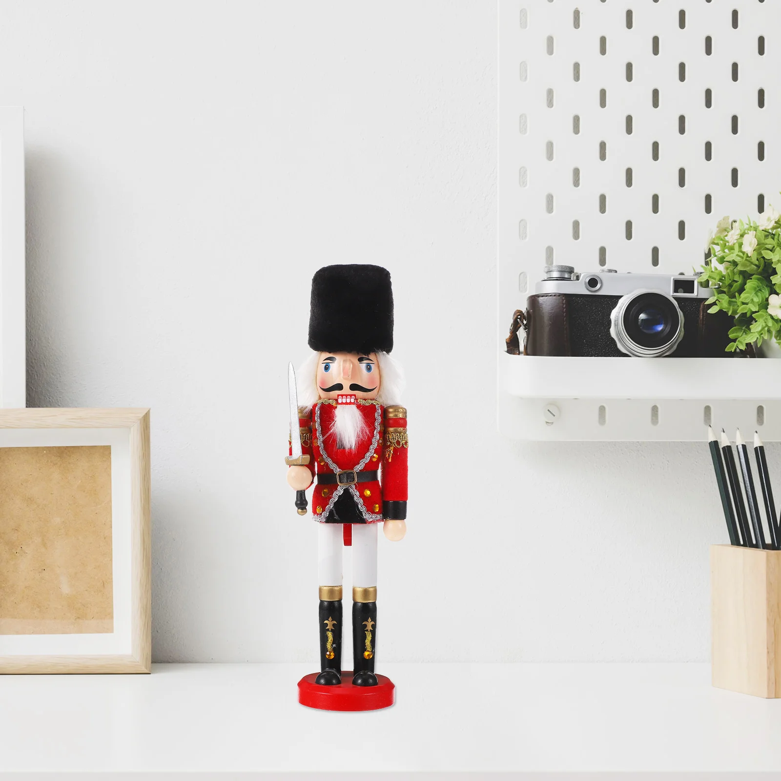 

Nutcracker Walnut Soldier Wooden Puppet Festive Christmas Desktop Ornament Decorative Indoor Shelf Table Decoration