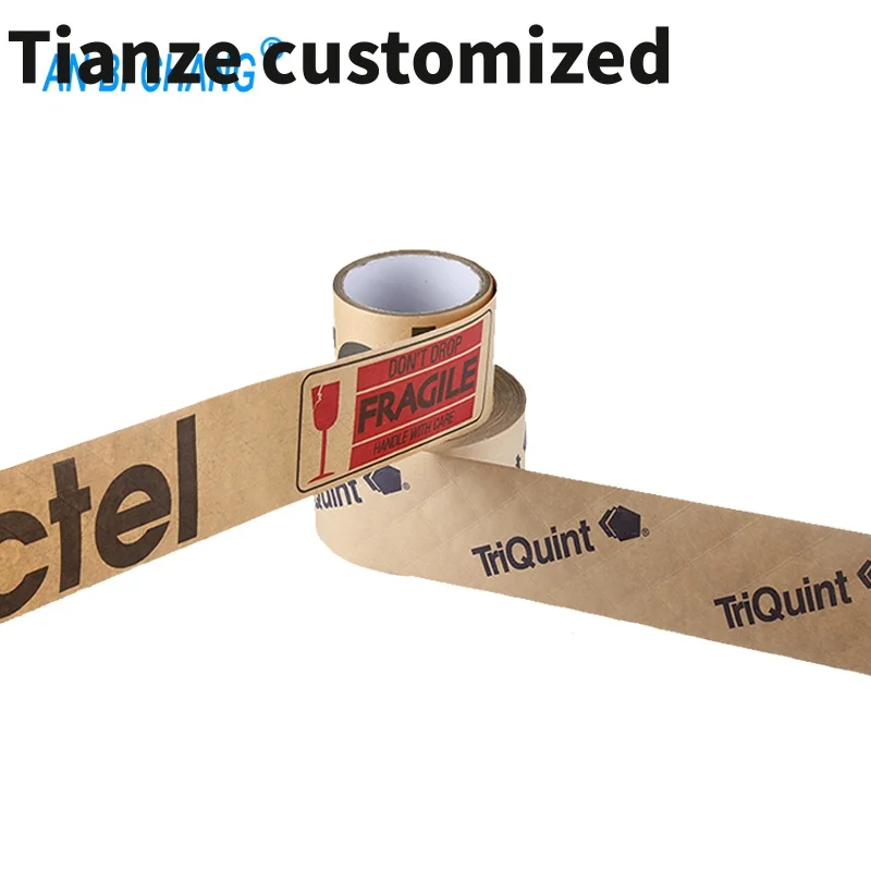 10 Pieces. Custom Custom Printed Adhesive Kraft Paper Packing Tape Reinforced 3 Inches x 375 Feet