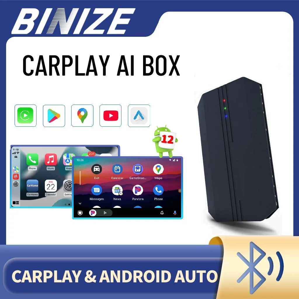 

Binize Carplay Ai Box Android беспроводной CarPlay Android Авто YouTube Netflix 4G LTE для Audi Mazda VW Toyota Volvo Kia