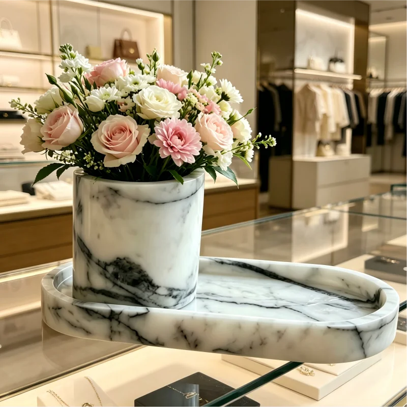 Premium marble vase set, hand polished vase, unique pattern, modern home decoration, housewarming gift