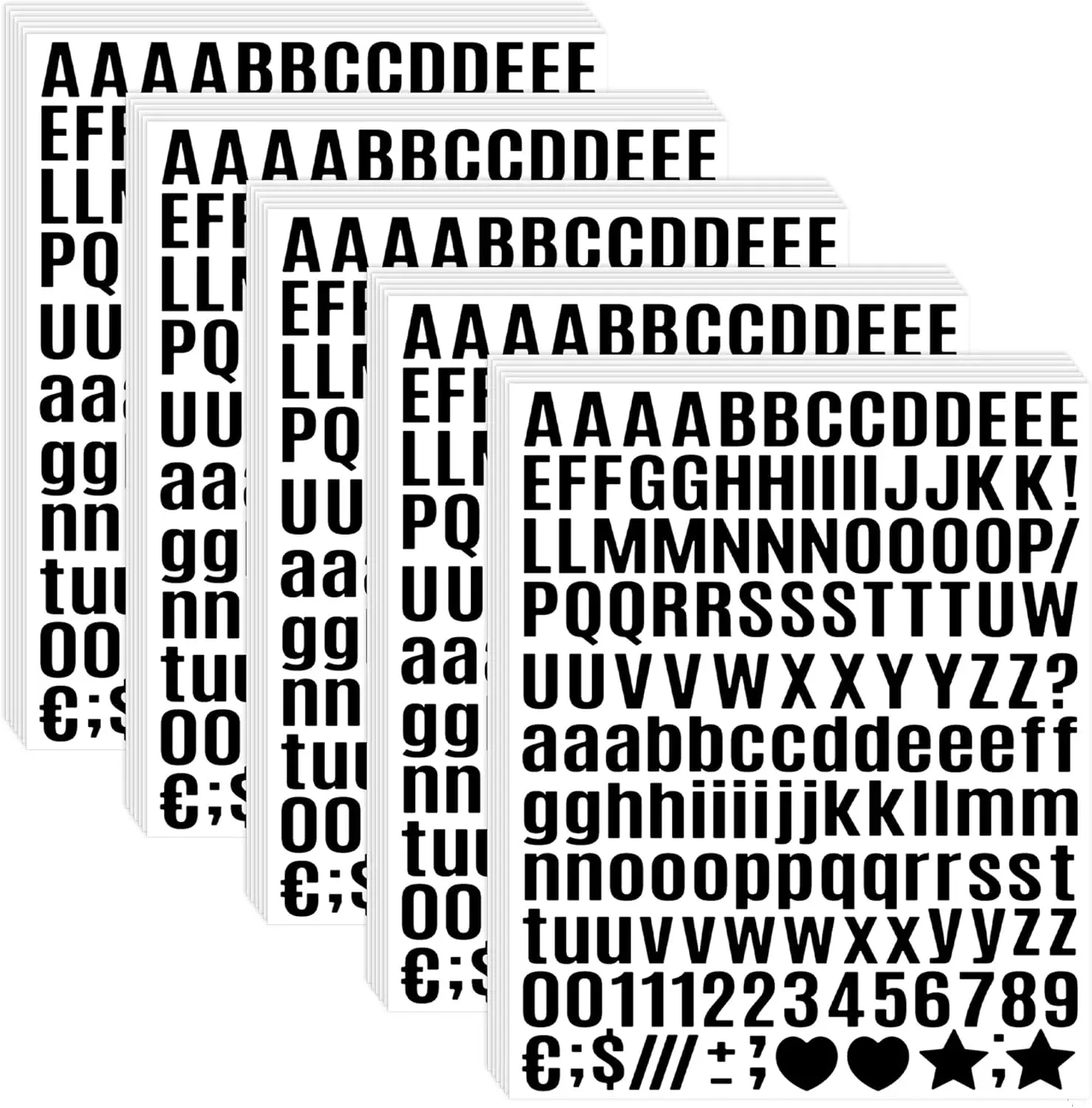 4650 Pcs 0.5 Inch Black Alphabet & Number Stickers, 30 Sheets Self-Adhesive Small Letters for Water Bottles, Mailbox, Scrapbook