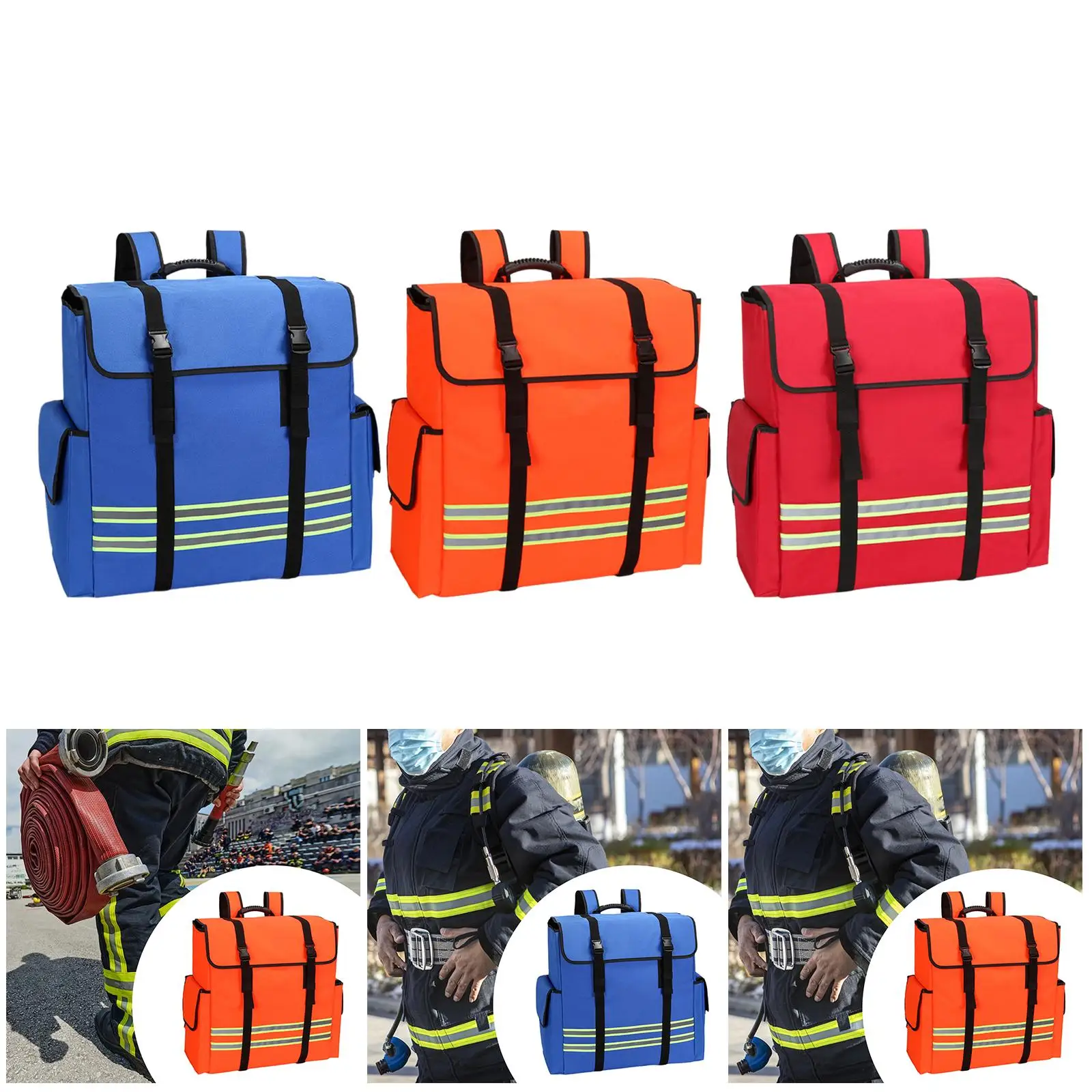 

Reflective Strip Fire Hose Backpack Portable Waterproof Large Capacity Emergency Bag for Rescue and Disaster Response