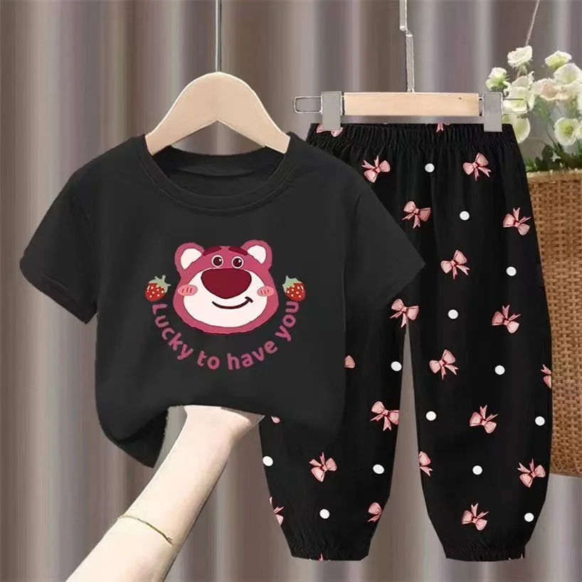 Summer Boys Clothes T-shirt & trousers 2 Pieces Set Teenage Girls & Boys Printing Lotso Fashion Casual Top & Bottom Outfit