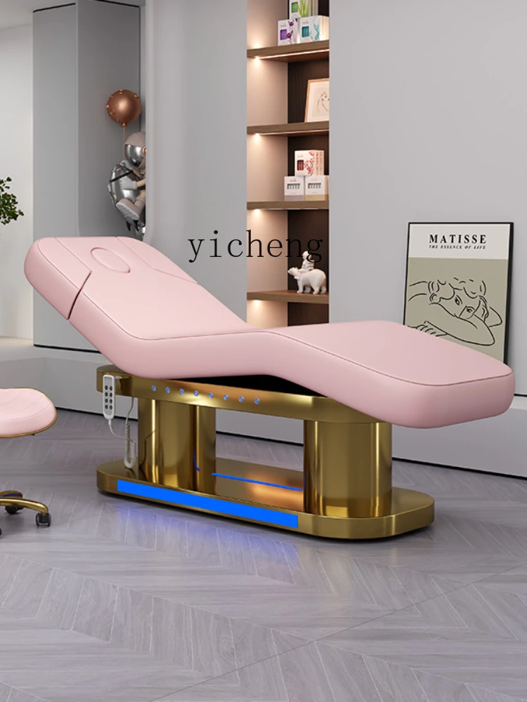 Zc Electric Lift Beauty Care Bed Beauty Salon High-Grade Led Stainless Steel Gold-Plated Massage Massage Couch